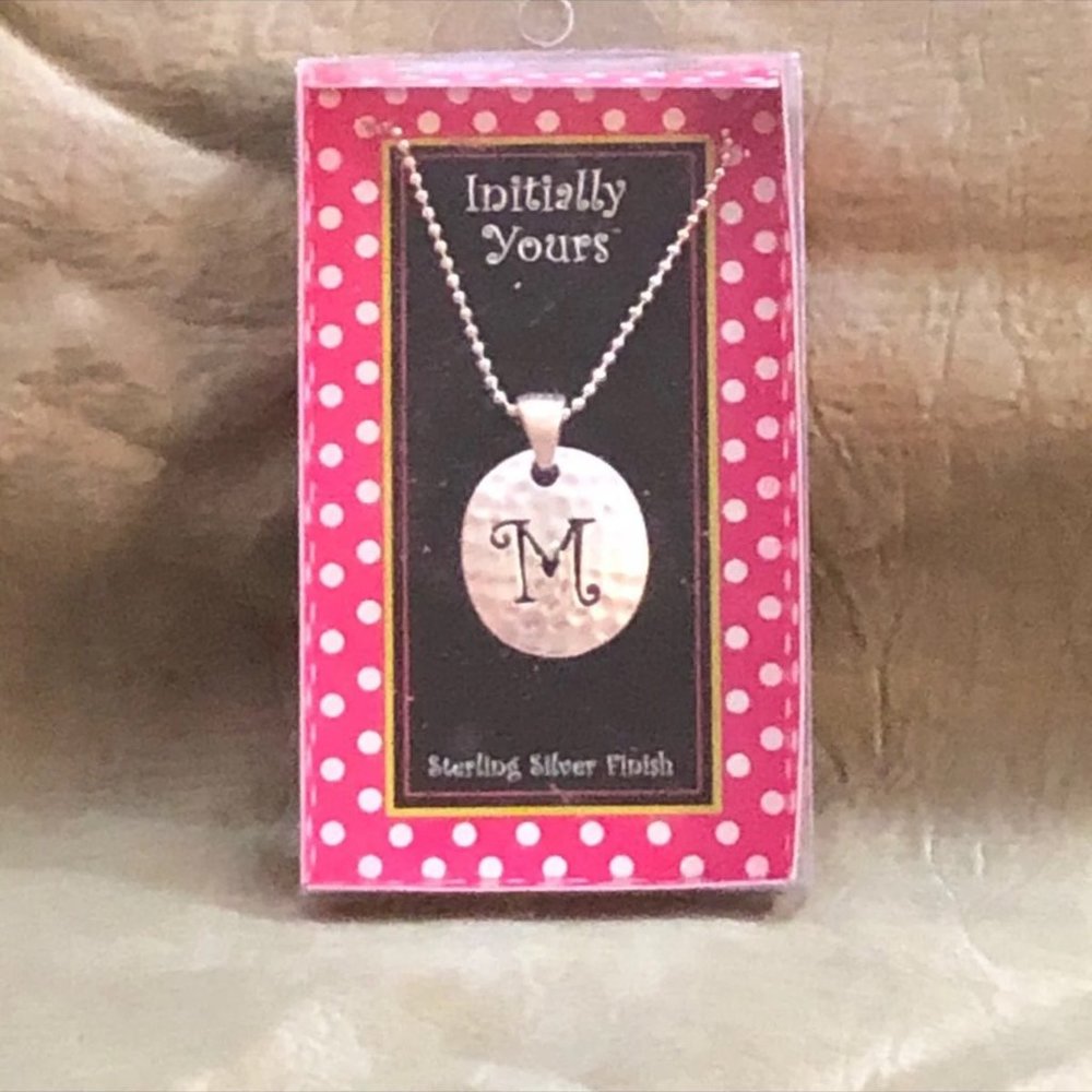 Initial letter M silver plated necklace